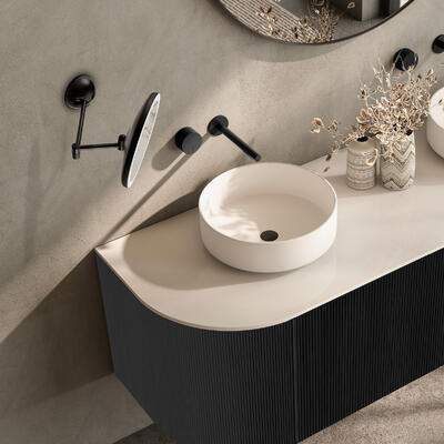 Espelho Rotativo Preto Aumento 3X com Luz LED de Parede